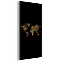 METALLBILD Weltkarte - Gold - Luxus - Erde - Schwarz 40x80 cm - Goldfarben, Metall (40/80cm) - MuchoWow
