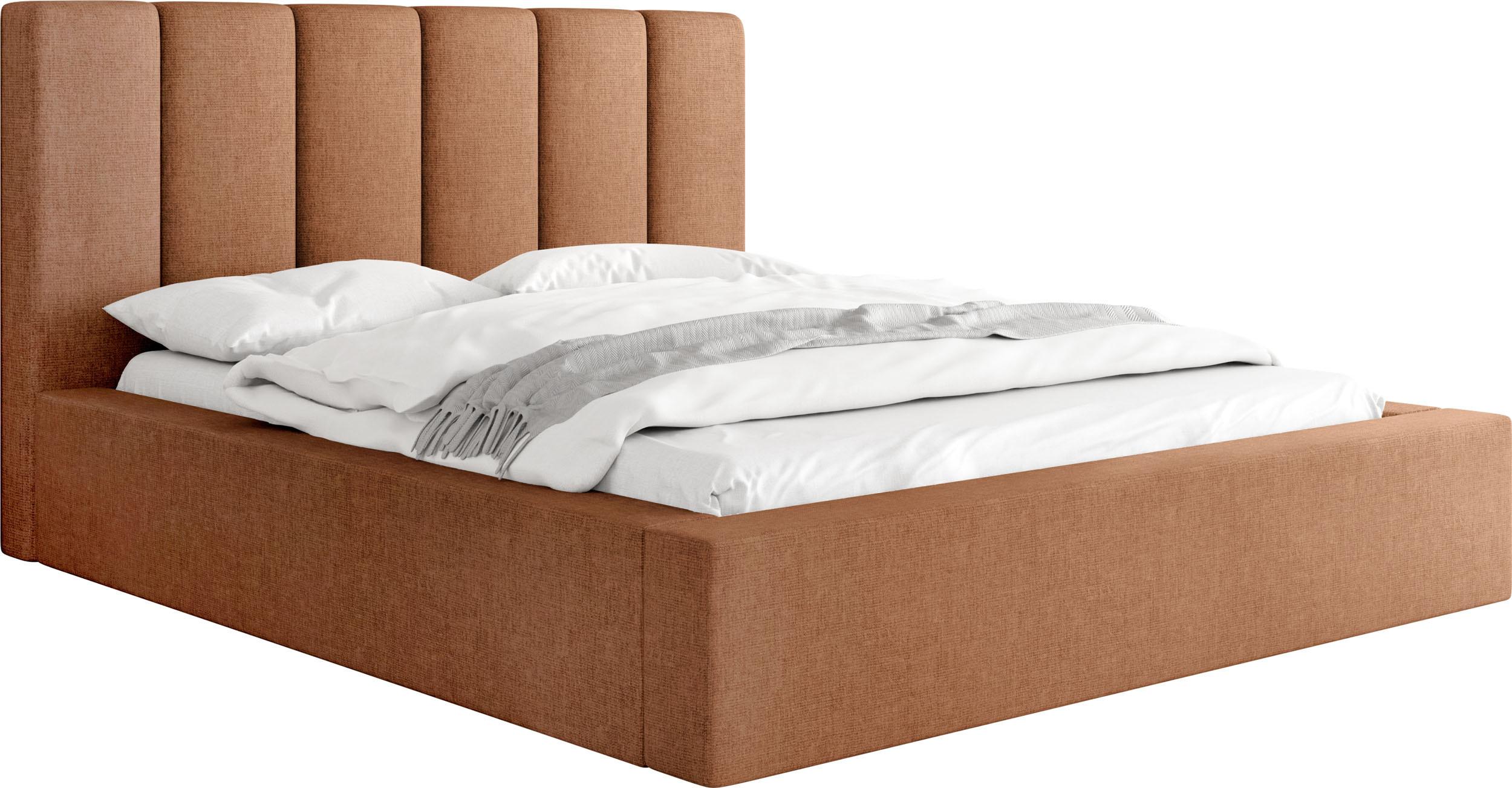 POLSTERBETT Amira - Birkefarben/Terracotta, Holzwerkstoff/Kunststoff (160/200cm) - WFL GROUP