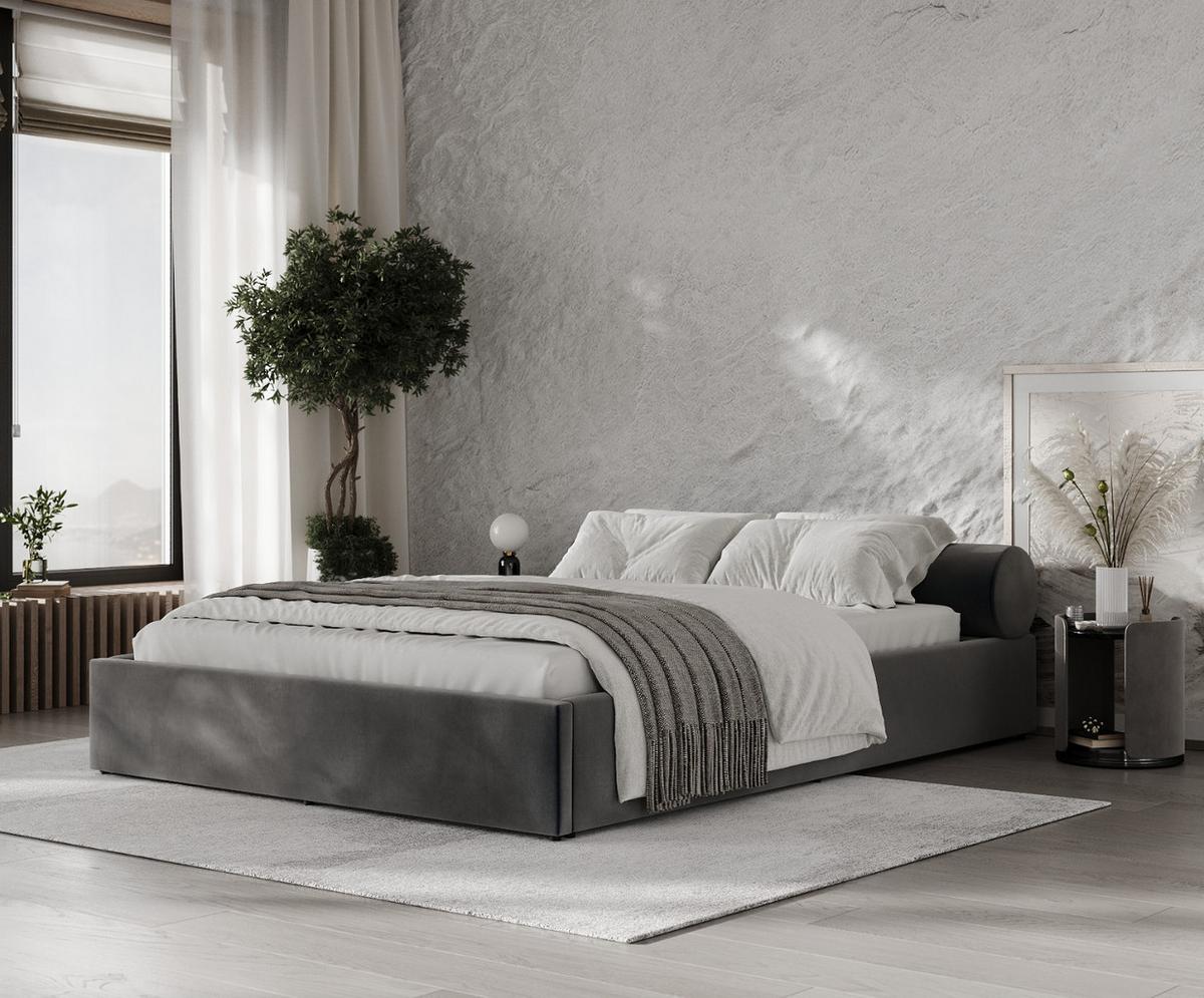 POLSTERBETT Solvo mit Stauraum 180/200 cm Anthrazit im Paros Stoff - Anthrazit/Schwarz, Holz/Holzwerkstoff (180/200cm) - AltaBeds