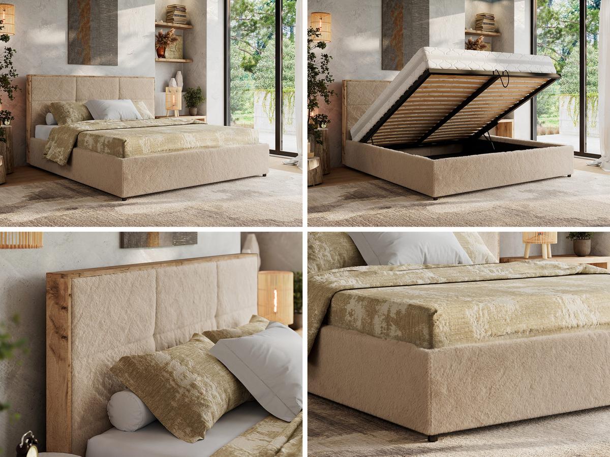 POLSTERBETT LERIO CLASSIC 160/200 - Beige Plüsch - Multipocket-Matratze - Beige, Textil (160/200cm) - MKS