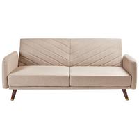 SCHLAFSOFA 3-Sitzer Kunstleinen Hellbraun Senja - Hellbraun, Textil (198/87/95cm) - Beliani