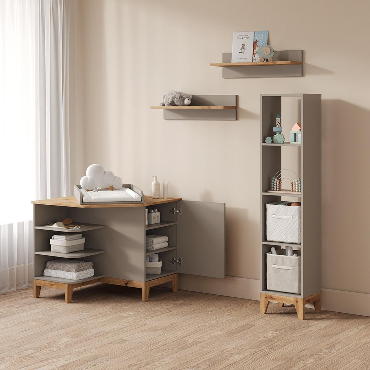 WICKELKOMMODE Mailo Cashmere/Artisan mit Tür - Kaschmir/Eiche Artisan, Holzwerkstoff (85/85.2/85cm) - Livinity®