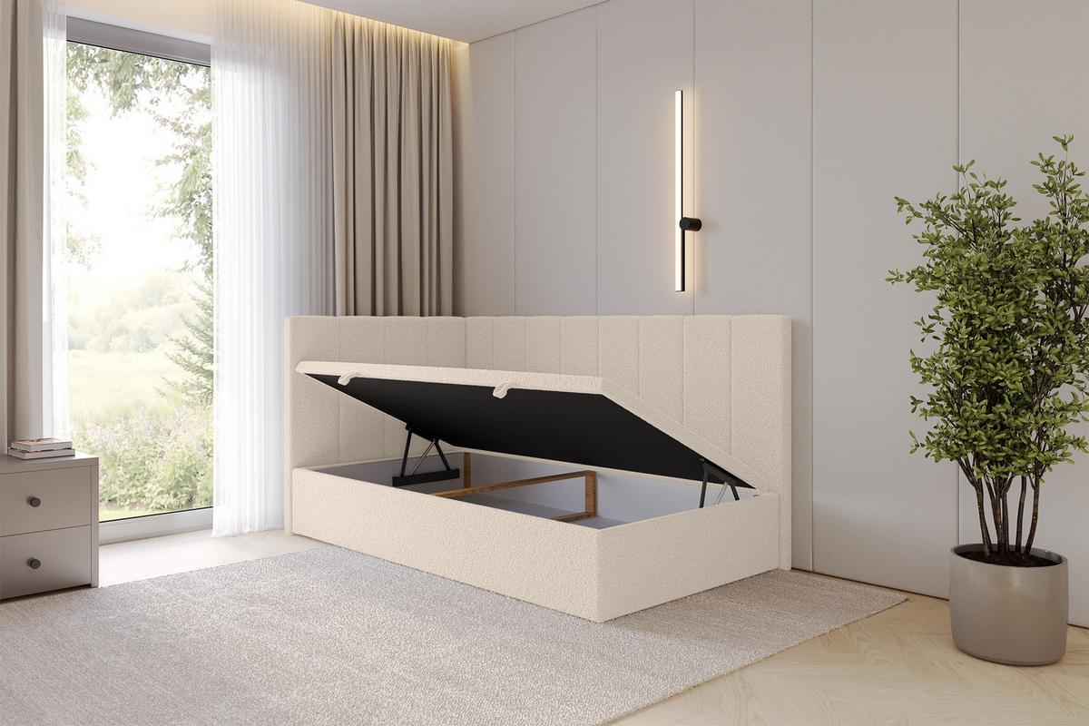 EINZELBETT Jugendbett mit Bettkasten Rechts, ohne Matratze - LOVY 100x200 Dunkelbeige - Mokka, Holzwerkstoff/Textil (100/200cm) - ALTDECOR