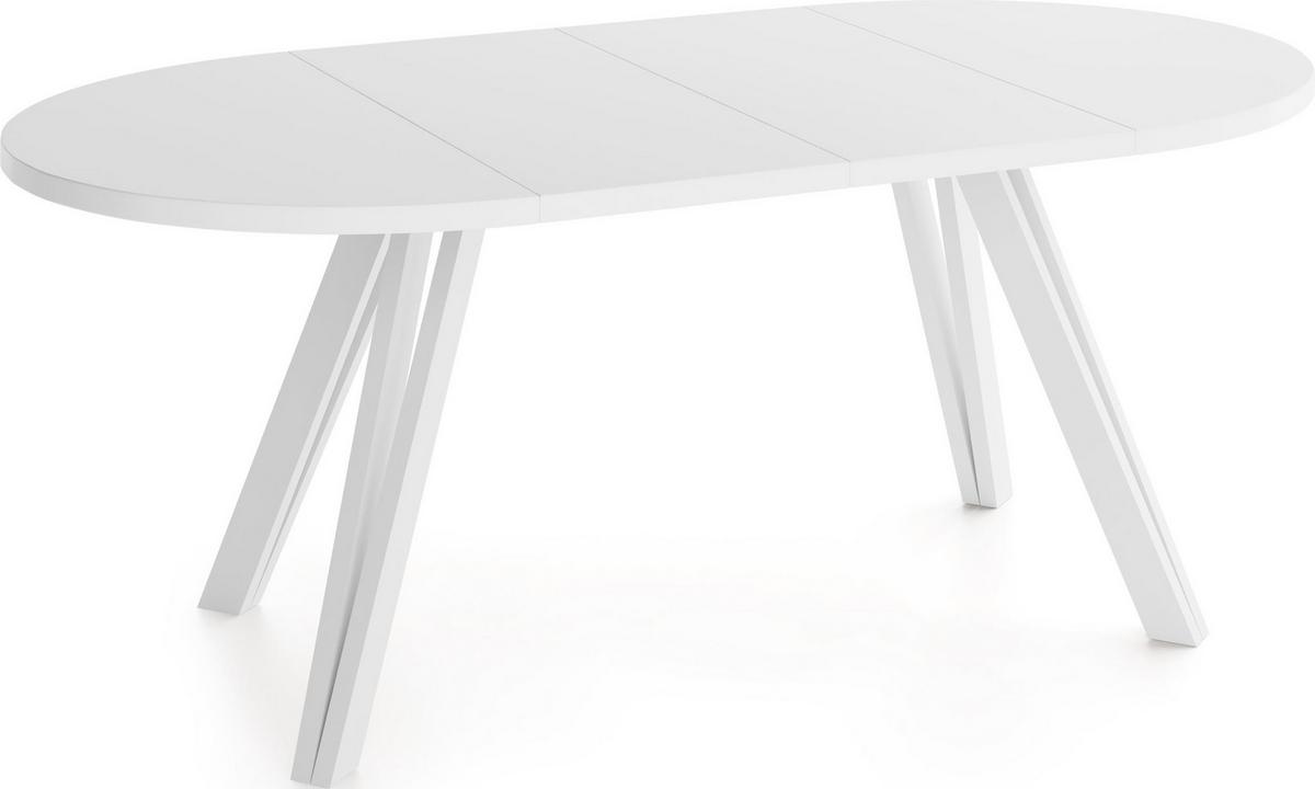 ESSTISCH Ravero runder ausziehbarer, Weiß 100-180/100/77 cm - Weiß, Holz/Holzwerkstoff (100/180/76.5cm) - WFL GROUP