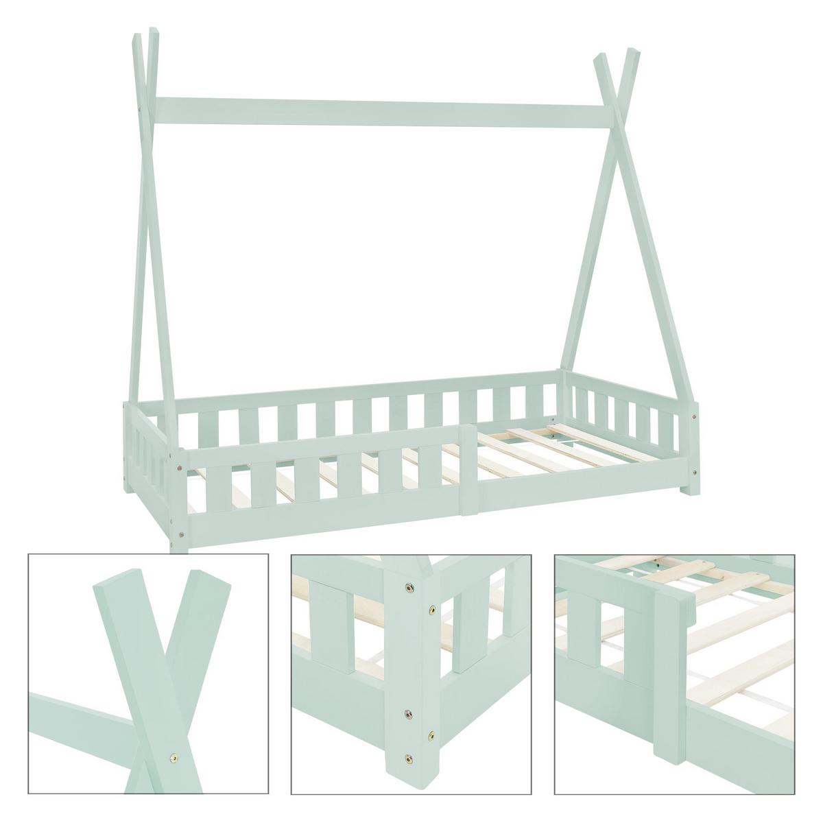 KINDERBETT Tipi mit Matratze 80x160 cm Mint - Mintgrün, Holz (80/160cm) - ML-DESIGN