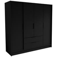 DREHTÜRENSCHRANK CAVA 200/200/51 cm Modern Kleiderschrank 4-türig Schwarz - Schwarz, Holzwerkstoff (200/200/51cm) - MASSENO