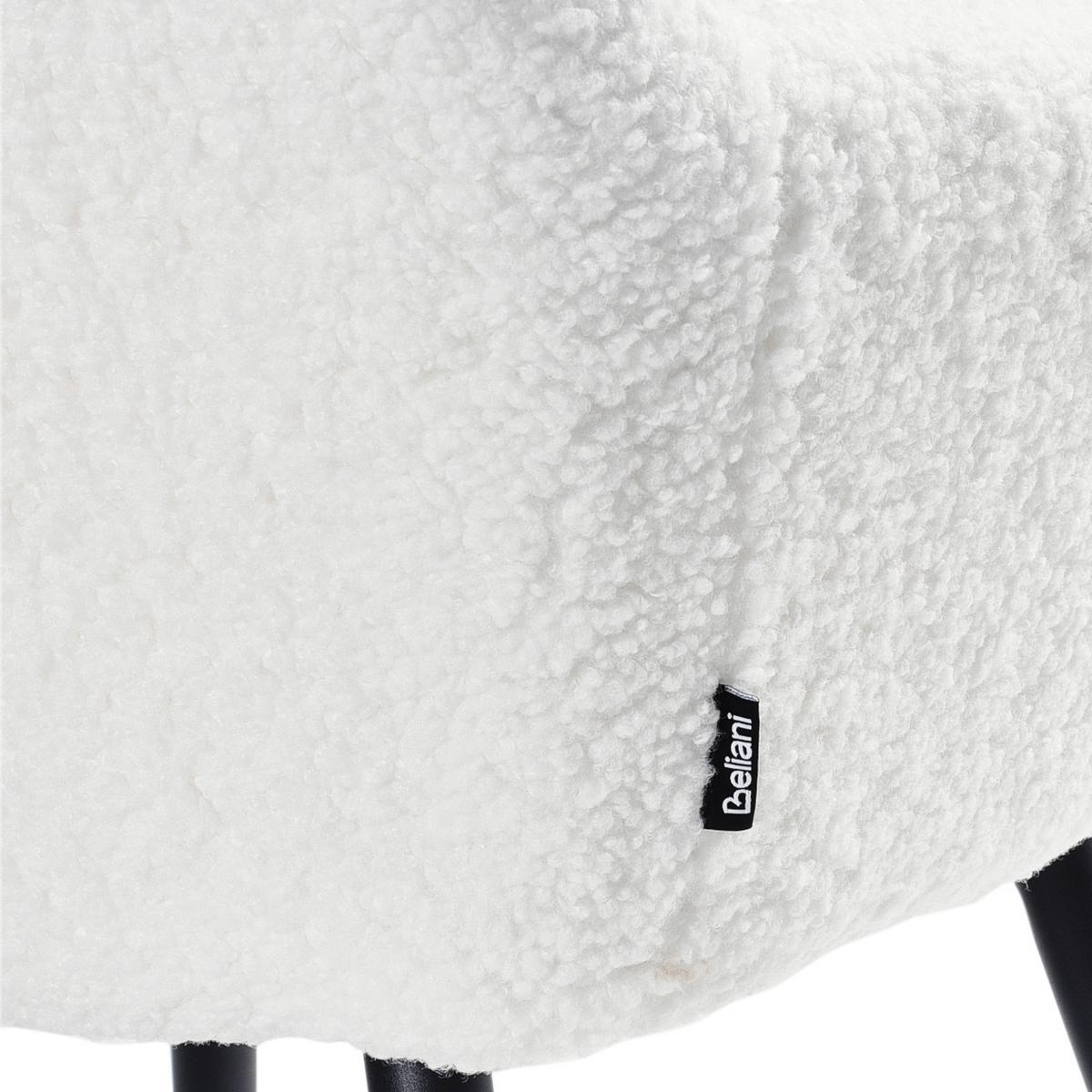 ESSZIMMERSTUHL 2er-Set Bouclé Cremeweiß Casmalia - Weiß, Textil (60/80/66cm) - Beliani