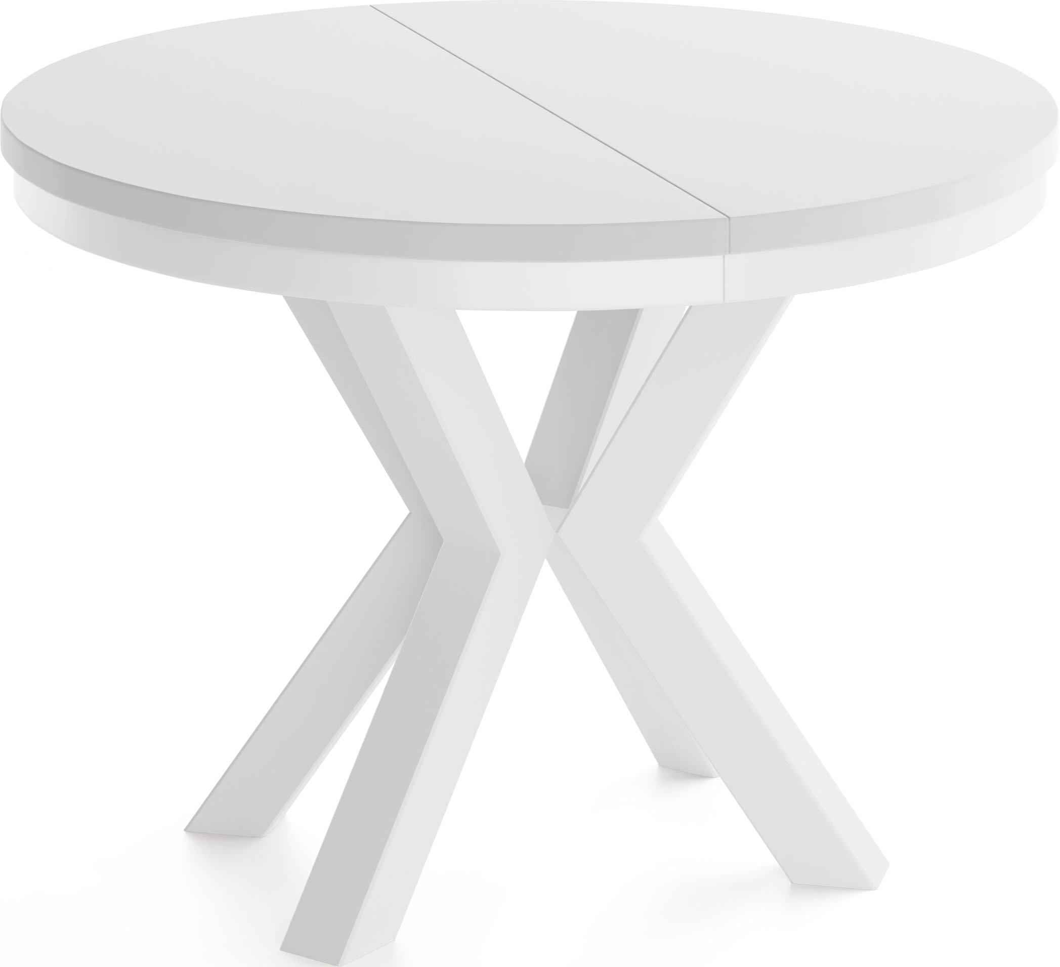 ESSTISCH Clara Weiß runder ausziehbarer, Weiß 100-180/100/76 cm - Weiß, Holzwerkstoff/Metall (100/176/76cm) - WFL GROUP