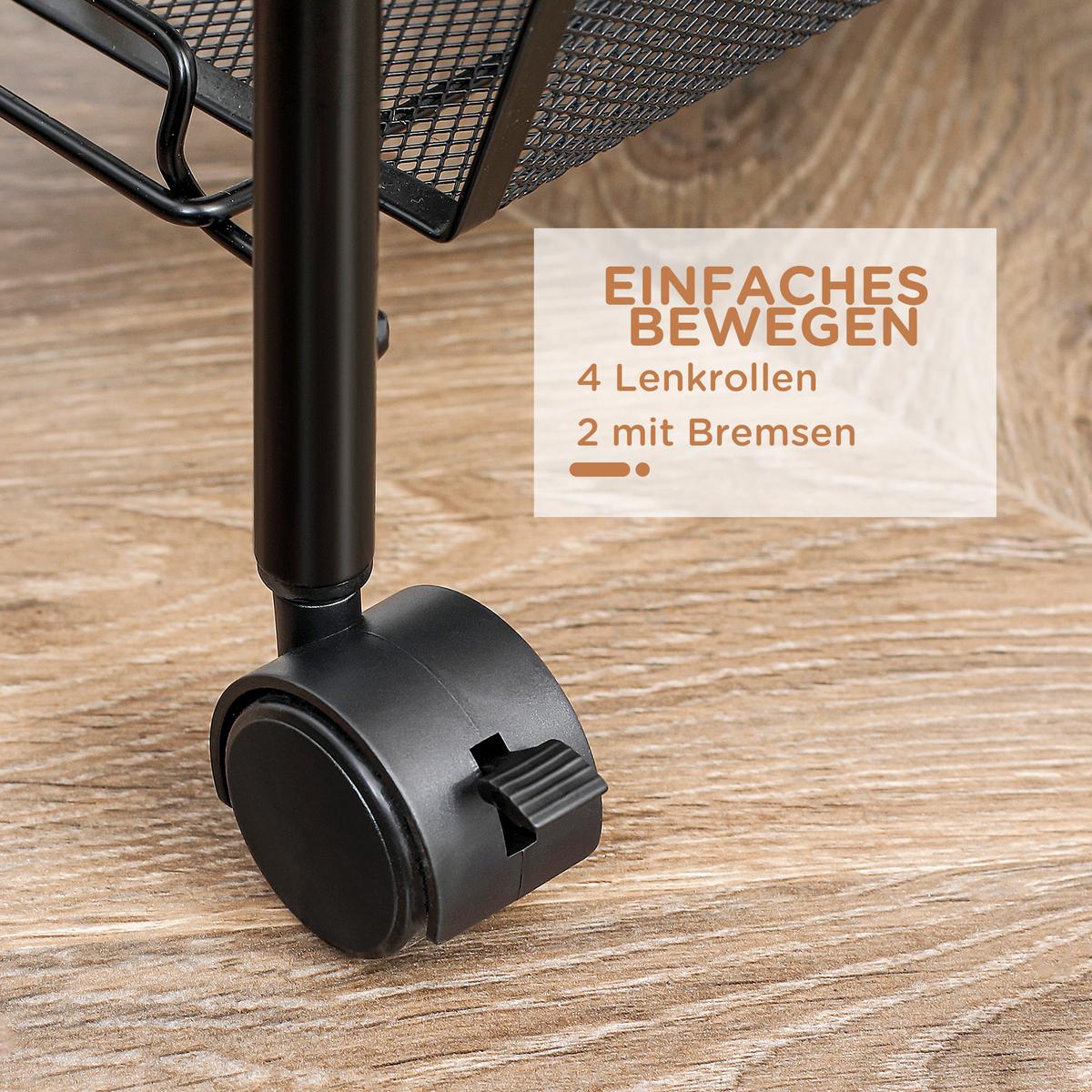 ROLLWAGEN - Schwarz, Metall (26.5/106/45cm) - HOMCOM