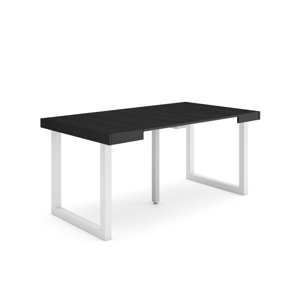 KONSOLENTISCH ausziehbar 58 bis 160cm, für 8 Gäste, schwarz, 90/58/73cm - Schwarz, Holzwerkstoff (90/160/73cm) - Skraut Home