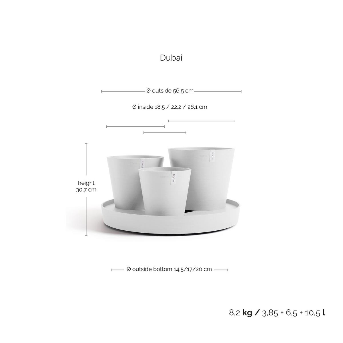 BLUMENTOPF Dubai 56,5/30,7 cm Weiß - Weiß, Kunststoff (56.5/30.7cm) - Ecopots