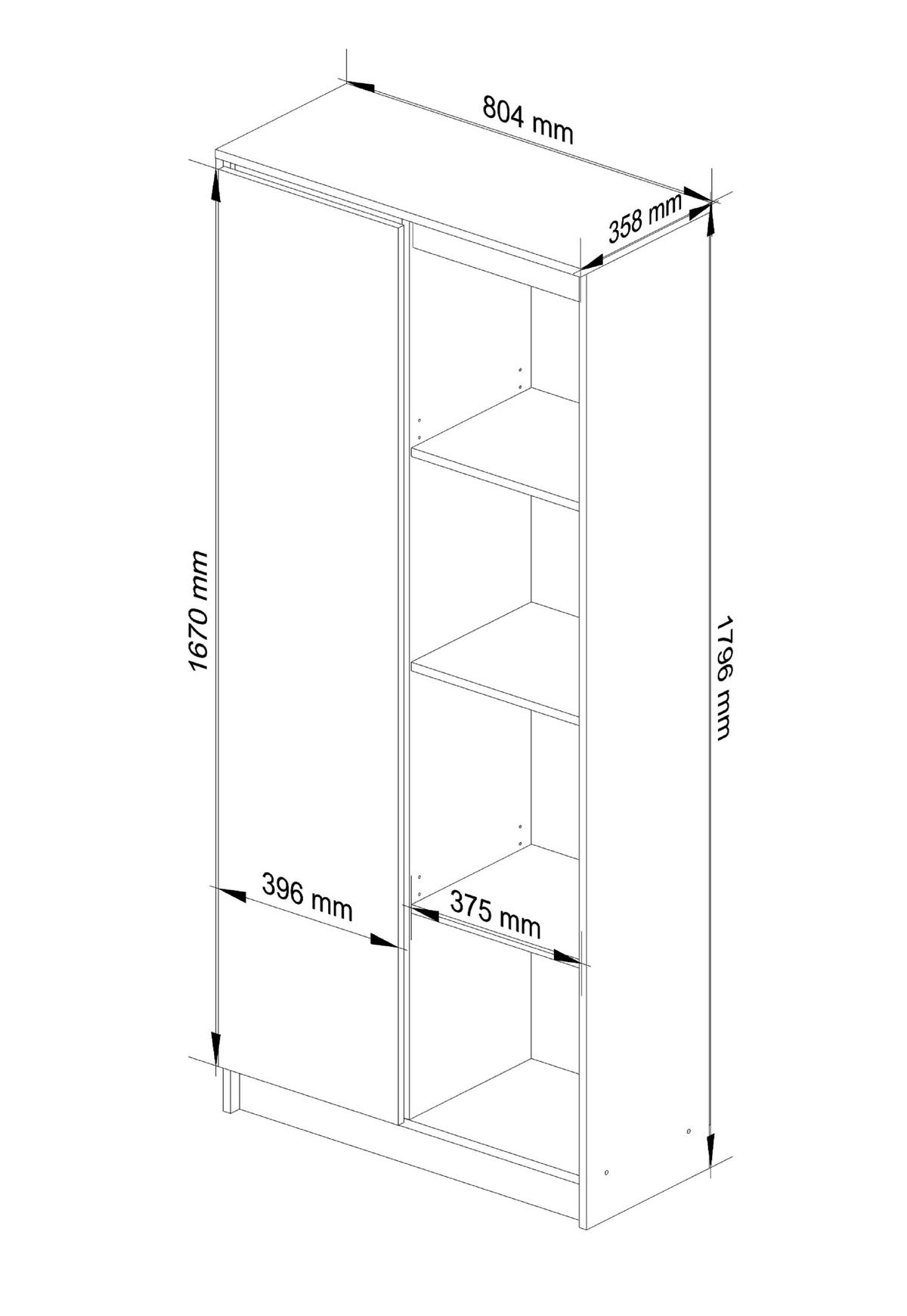 STANDREGAL Weiß, Graphit Grau 180/80/35 - Weiß, Holzwerkstoff (80/180/35cm) - RAUMHIRSCH FURNITURE