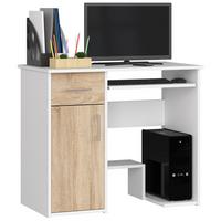 SCHREIBTISCH Weiß, Eiche Sonoma 74/90/50 - Weiß/Sonoma Eiche, Holzwerkstoff (90/50/74cm) - RAUMHIRSCH FURNITURE