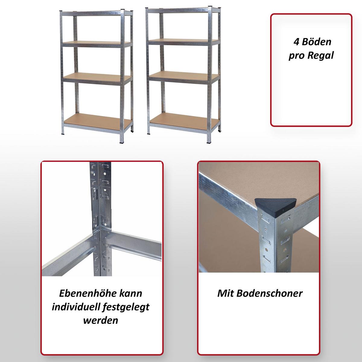 SCHWERLASTREGAL Silbergrau, Braun 2er-Set - Braun/Grau, Metall (80/160/40cm) - MCW