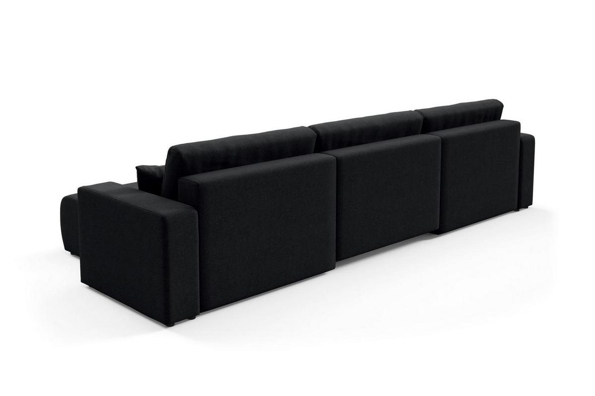 WOHNLANDSCHAFT Augusto - Schwarz, Holzwerkstoff/Textil (344/82/149cm) - Fun Möbel