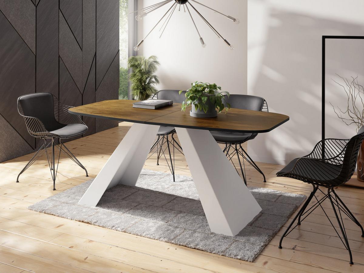 ESSTISCH Monte Weiß rechteckig ausziehbar, Lefkas Eiche 160-200/80/76 cm - Alteiche/Weiß, Holzwerkstoff/Metall (80/198/76cm) - WFL GROUP