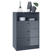 KOMMODE Pino Fronten in Grau Hochglanz - Grau, Holzwerkstoff (56/86.5/36cm) - Vladon