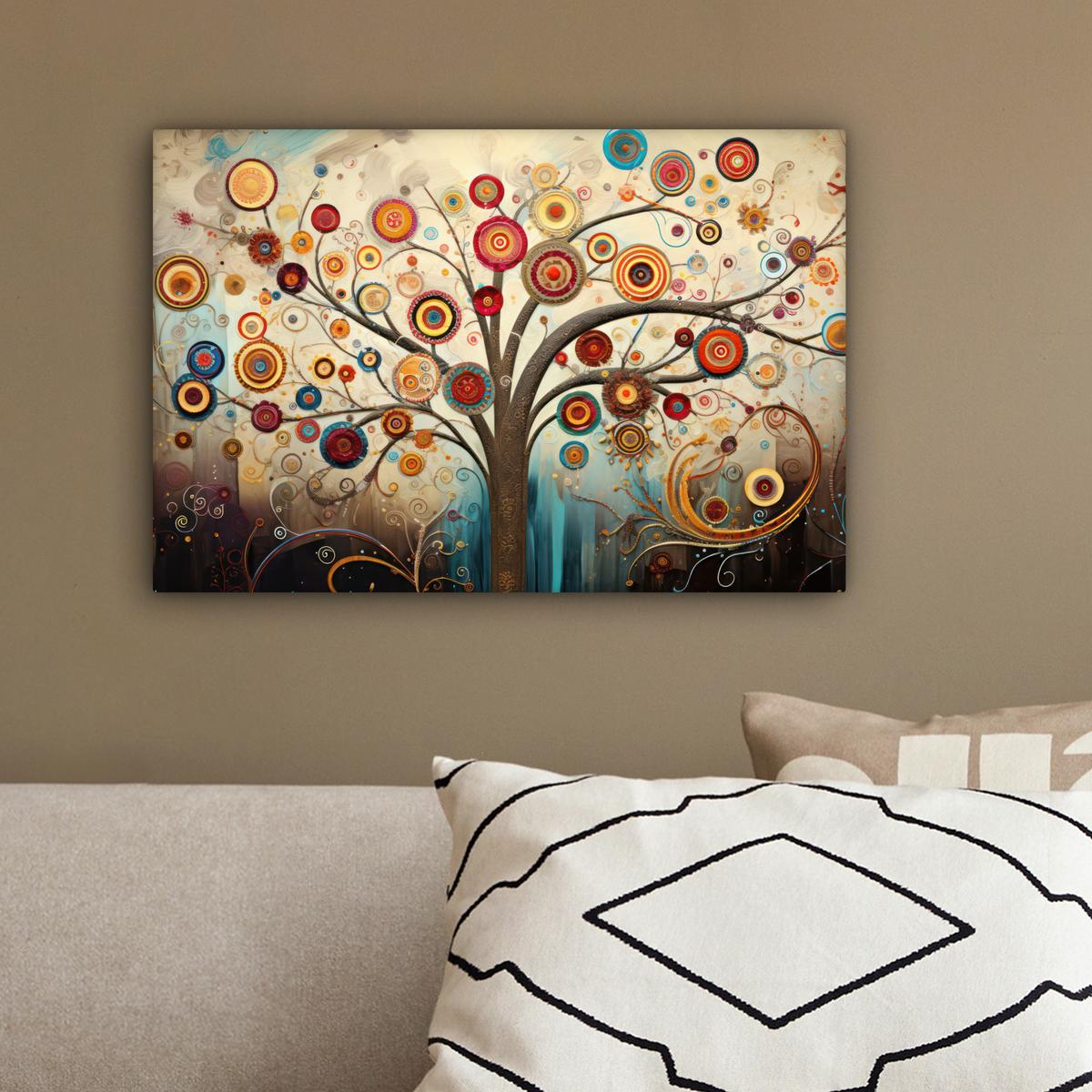 LEINWANDBILD Baum - Baum des Lebens - Farbe Deko Schlafzimmer 30x20 cm - Braun, Textil (30/20cm) - MuchoWow
