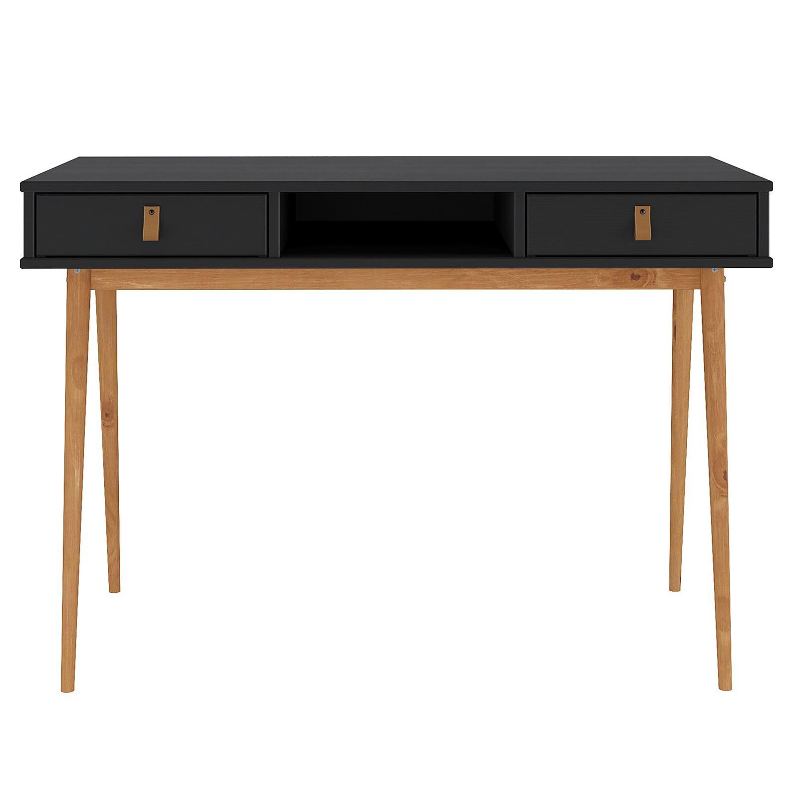 SCHREIBTISCH KIM schwarz/Eiche - Eichefarben/Schwarz, Holz (50/110/76cm) - IDIMEX