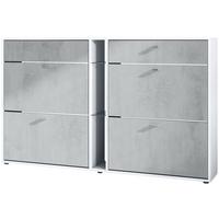 SCHUHSCHRANK Today Fronten in Beton Oxid Optik - Hellgrau, Holzwerkstoff (155.5/95/28cm) - Vladon