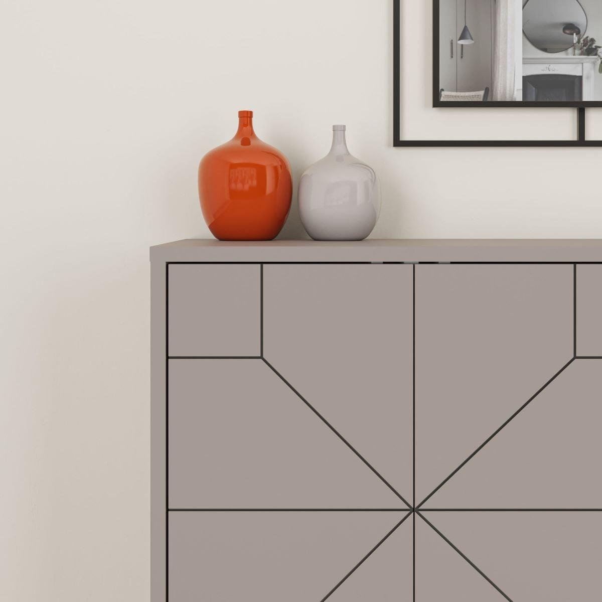 SIDEBOARD mit 4 Türen und dekorierten Türen L123 cm - Dune - Taupe, Holzwerkstoff (35/62.4/16cm) - Calicosy