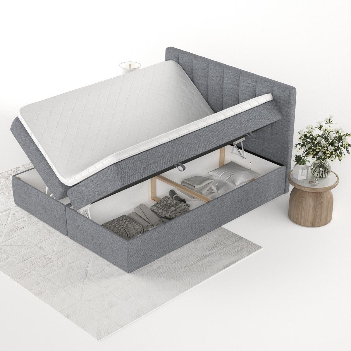 BOXBETT Bari 160/200 cm Grau im Neve Stoff - Grau, Holz/Holzwerkstoff (160/200cm) - AltaBeds