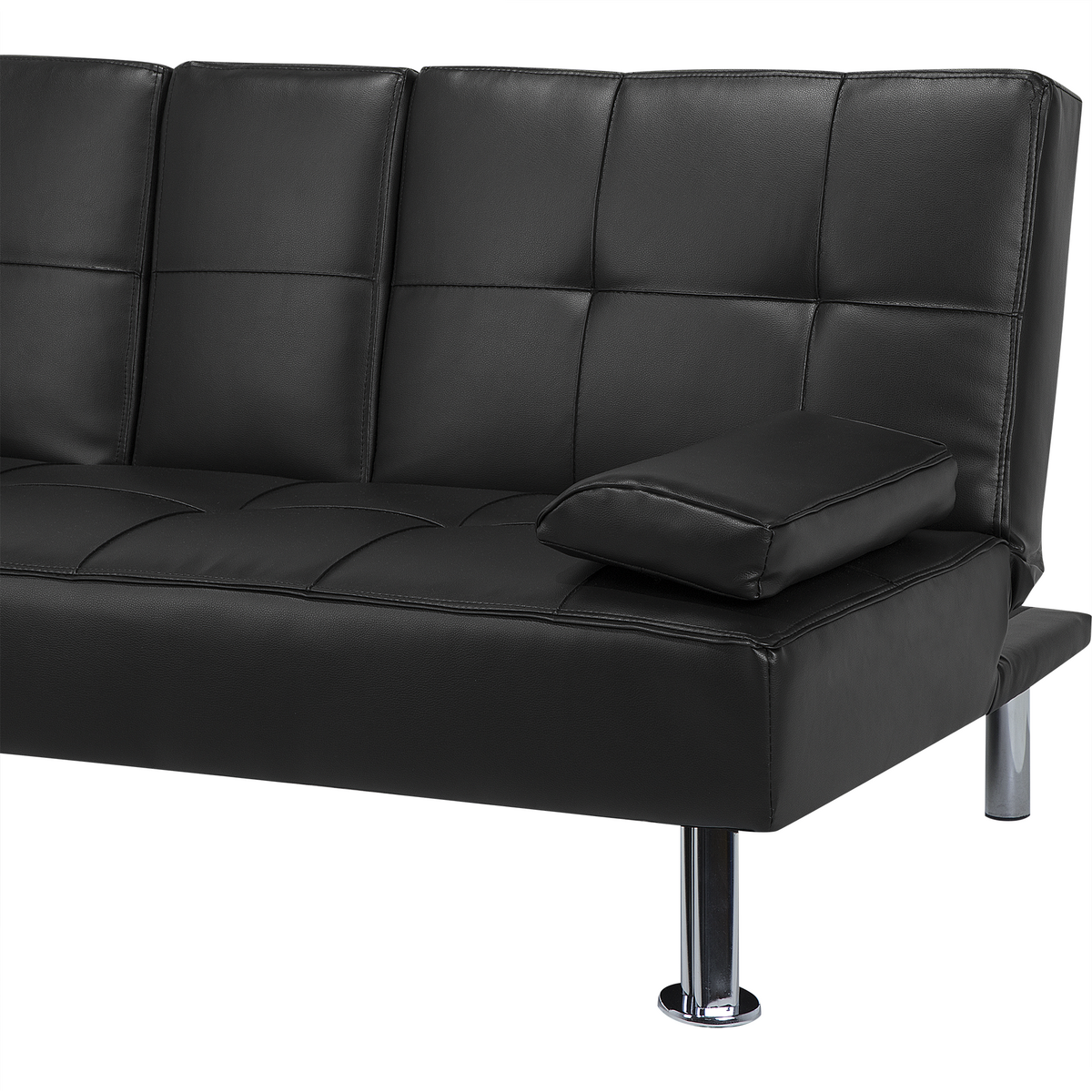 3-SITZER-SCHLAFSOFA Kunstleder Schwarz Roxen - Schwarz, Kunststoff/Textil (168/77/81cm) - Beliani