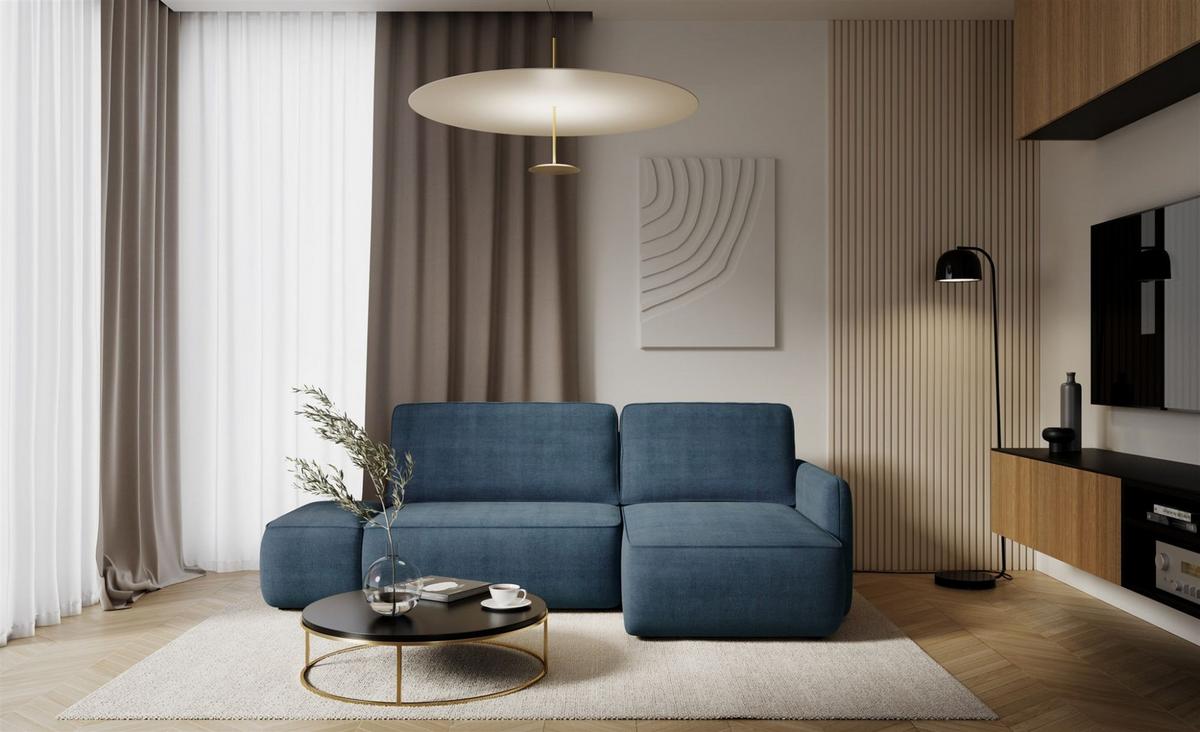 ECKSOFA Luka Mit Schlaffunktion - Blau, Holzwerkstoff/Textil (148/229cm) - Fun Möbel