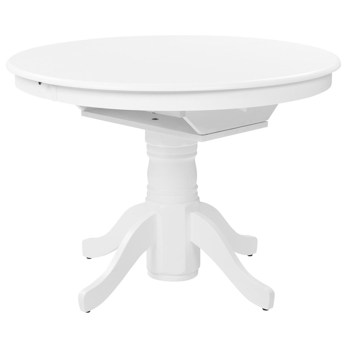 ESSTISCH ausziehbar Weiß 106-150/106 cm Akron - Weiß, Holzwerkstoff (106/106/74cm) - Beliani