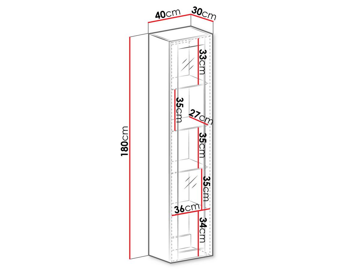 HÄNGEVITRINE 180 Vigo Glas mit RGB LED Beleuchtung - Schwarz Hochglanz/Schwarz, Holzwerkstoff (40/180/30cm) - MIRJAN24