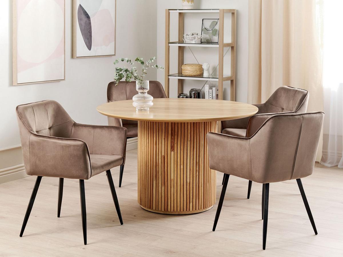 ESSZIMMERSTUHL 2er-Set Samtstoff Braun Jasmin - Braun, Textil/Metall (60/84/49cm) - Beliani