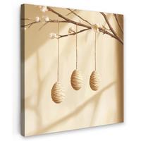 LEINWANDBILD Beige - Osterkuchen - Eier Deko Groß 90x90 cm - Beige, Textil (90/90cm) - MuchoWow