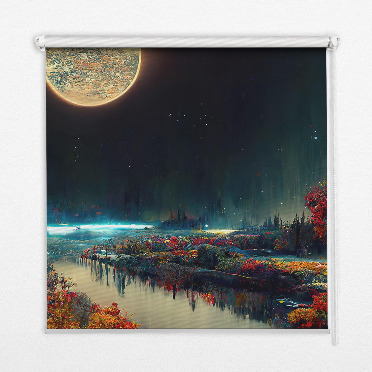INNENROLLO - Fensterrollo - Rollo - 100x100 cm - Fluss im Mondlicht - Dunkelblau, Kunststoff (100/100/0.5cm) - TULUP