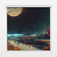 INNENROLLO - Fensterrollo - Rollo - 100x100 cm - Fluss im Mondlicht - Dunkelblau, Kunststoff (100/100/0.5cm) - TULUP