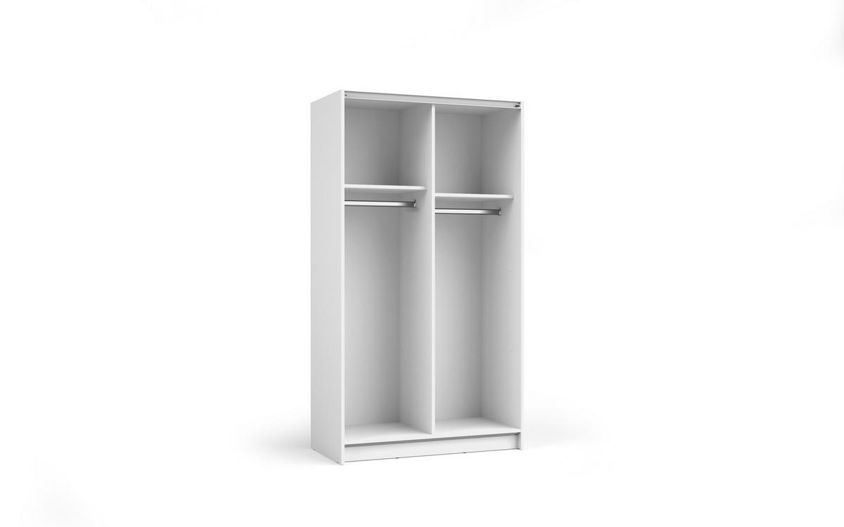 SCHWEBETÜRENSCHRANK CERON 100/182/54,6cm 2-türig mit Spiegel Weiß - Weiß, Holzwerkstoff (100/182/54.6cm) - MASSENO