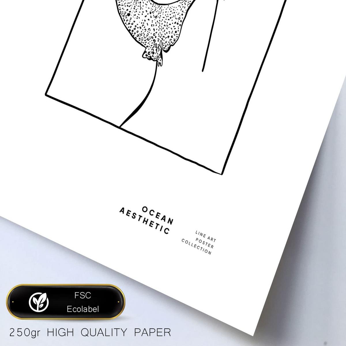 POSTER Set Mit 6 In Schwarzer Tinte Seltener Fisch Kunstdrucke Von Meer Und Ozean Für Innenarchitektur A3 & A4 Schwarzer Rahmen - Schwarz, Papier (29/3cm) - Nacnic