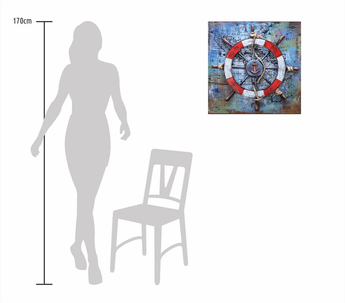METALLBILD Blau 60/60 cm - Blau/Rot, Metall (2.5/60cm) - KUNSTLOFT