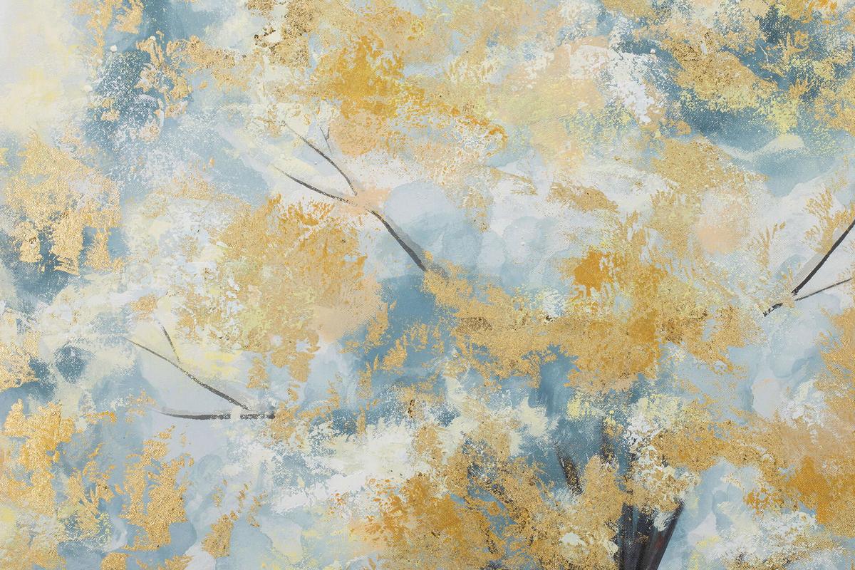 ACRYLBILD HANDGEMALT 100/75 cm - Türkis/Goldfarben, Holz/Textil (100/75cm) - KUNSTLOFT
