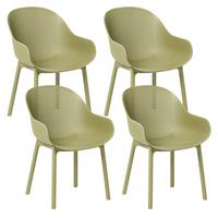 GARTENSTUHL 4er Set Olivgrün Tiggiano - Olivgrün, Kunststoff (58/85/51cm) - Beliani