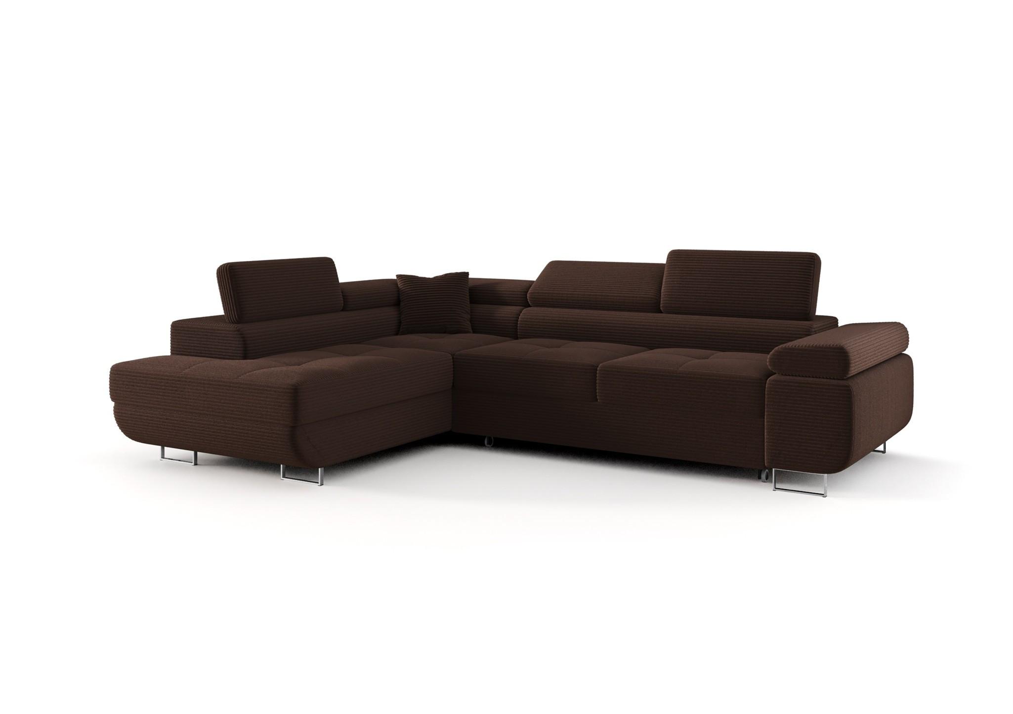 ECKSOFA Monaro Mit Schlaffunktion - Braun, Holzwerkstoff/Textil (202/275cm) - Fun Möbel