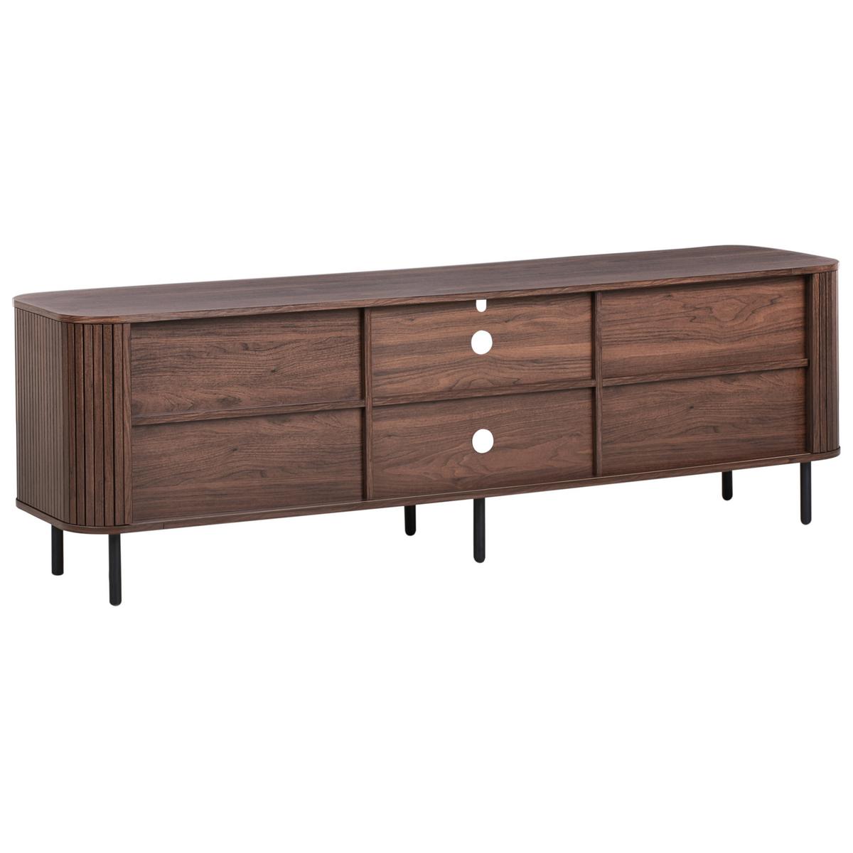 TV-MÖBEL Dunkelbraun Bradley - Schwarz/Braun, Holzwerkstoff (180/58/45cm) - Beliani