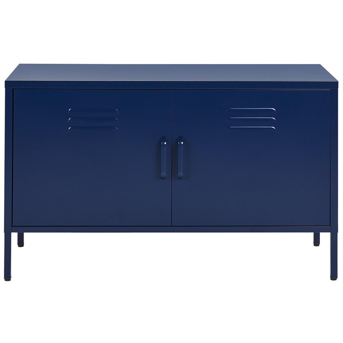 LOWBOARD blau 2 Türen 100 cm Uria - Blau, Metall (100/65/40cm) - Beliani