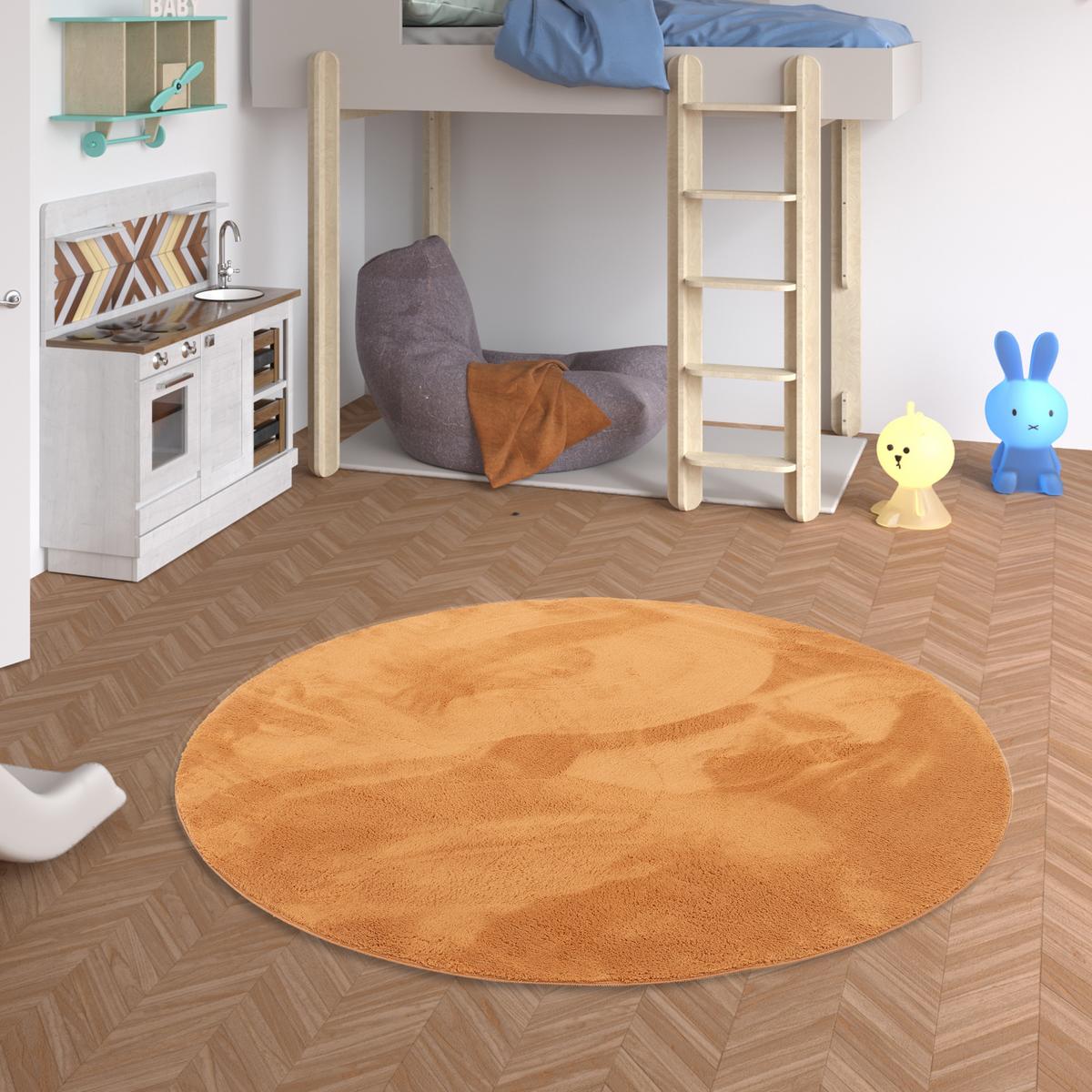 KINDER SUPER SOFT FELLTEPPICH PEARL KIDS RUND - Terracotta, Textil (120/120cm) - Pergamon