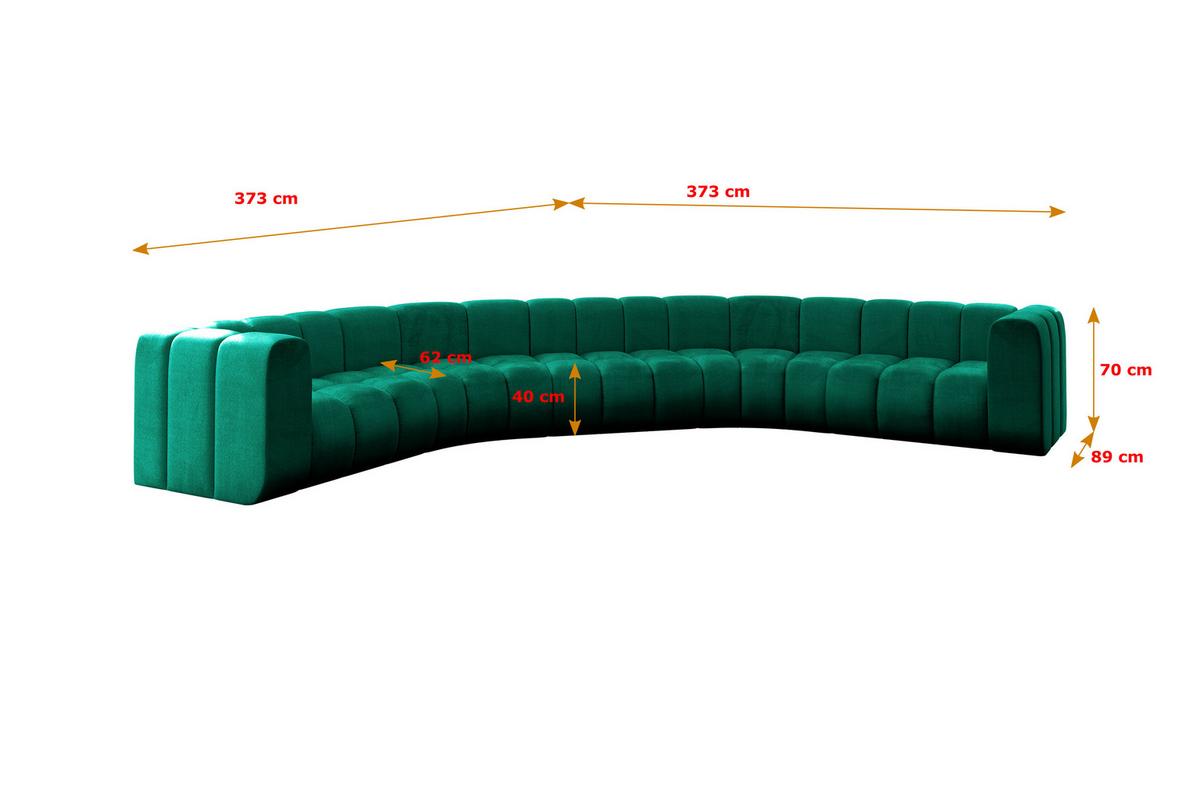WOHNLANDSCHAFT modulares Sofa Lazro-U1 - 373x373x70 cm Grün - Dunkelgrün, Holzwerkstoff/Textil (373/70/373cm) - ALTDECOR