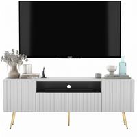 TV-SCHRANK Elpis2 Weiß Matt mit goldenen Metallbeine Glamour 150 cm - Goldfarben/Weiß, Holzwerkstoff/Metall (150/60.5/36.5cm) - Meble Lindner