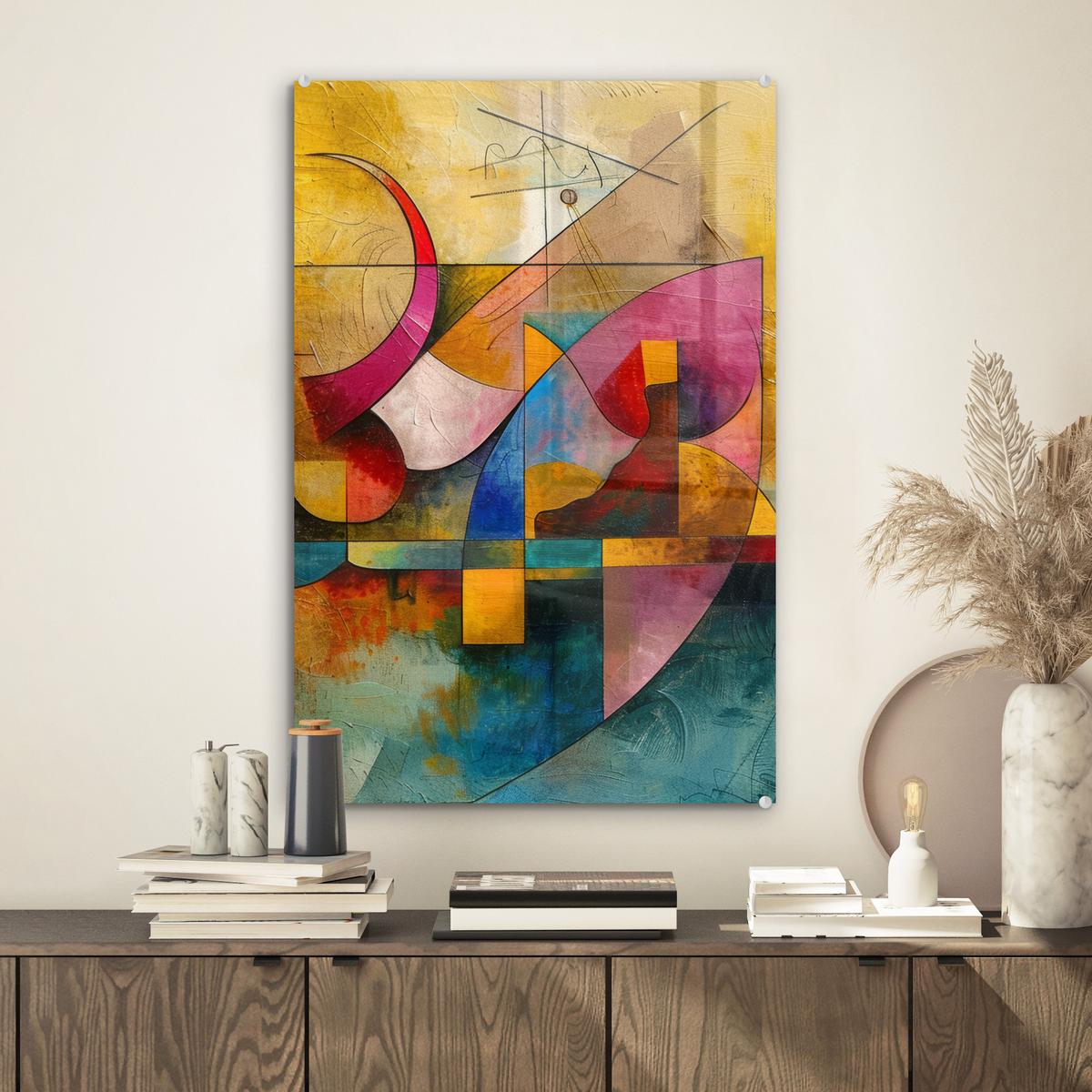ACRYLGLASBILD Kunst - Abstrakt - Modern Wanddeko Wohnzimmer 40x60 cm - Gelb, Glas (40/60cm) - MuchoWow