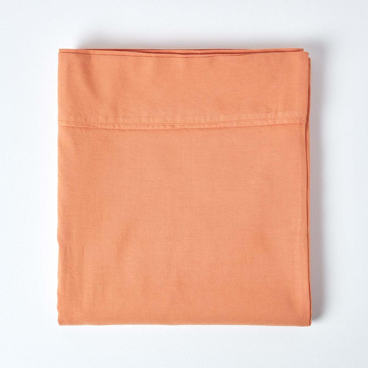 LEINEN-BETTLAKEN ohne Gummizug aus 60% Leinen & 40% Baumwolle - Orange, Textil (240/300cm) - Homescapes