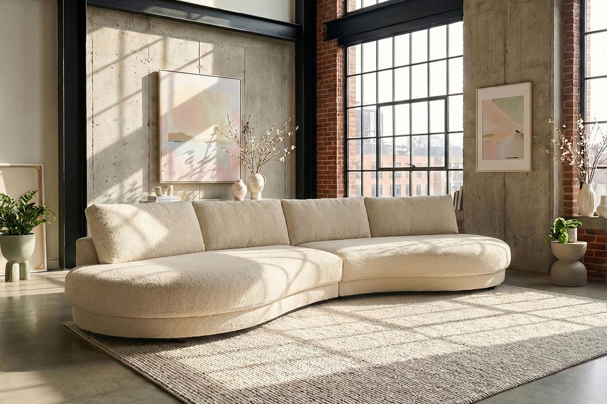BIG SOFA PADANA Beige Flachgewebe - Beige/Schwarz, Kunststoff/Textil (410/86/166cm) - KAWOLA