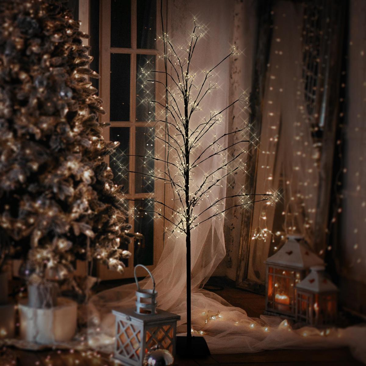 LED-BAUM 150 cm 360LED Warmweiß Timer Außen Flexibel Zweige - Schwarz, Kunststoff (60/150/60cm) - ECD-Germany