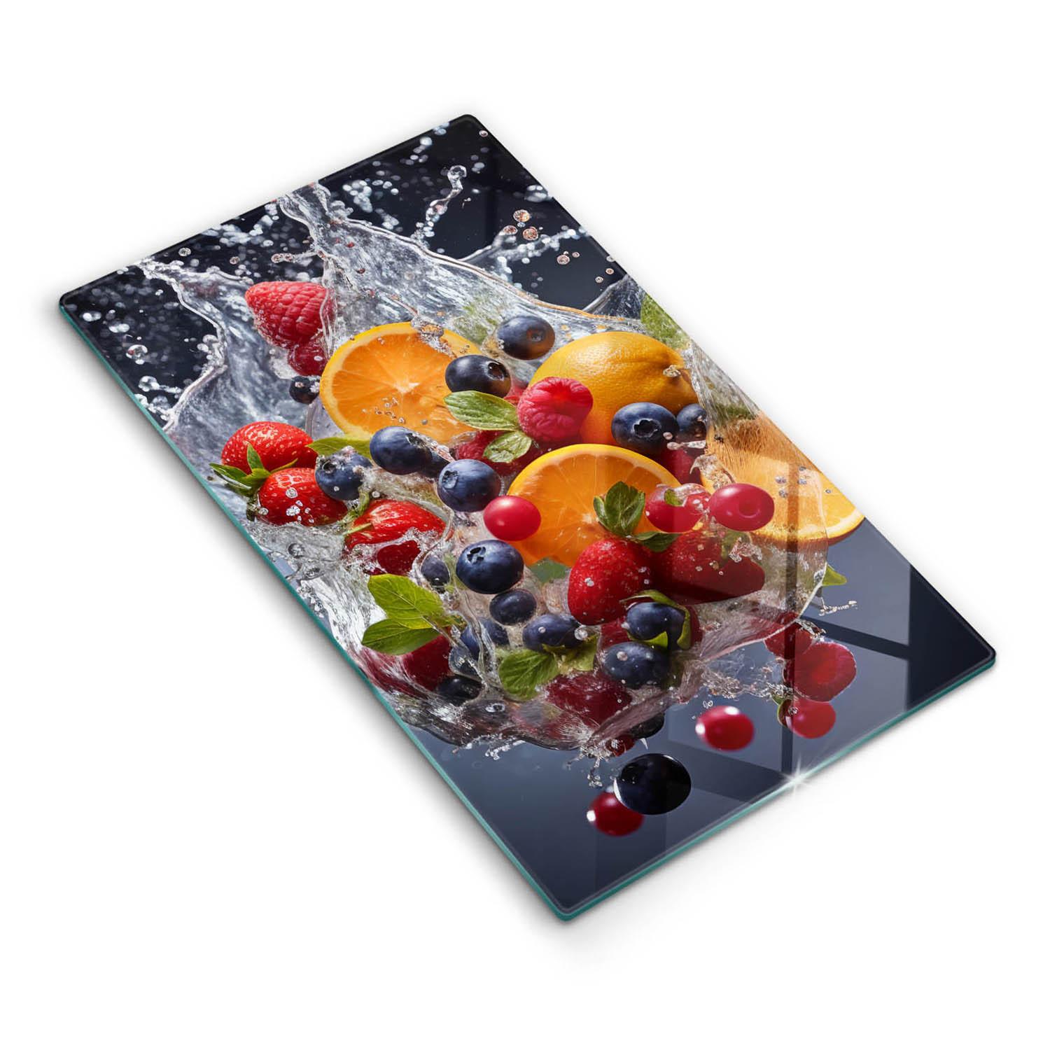 GLASPLATTE 30x52 cm Früchte im Wasser - Multicolor, Glas (30/52cm) - Wallfluent